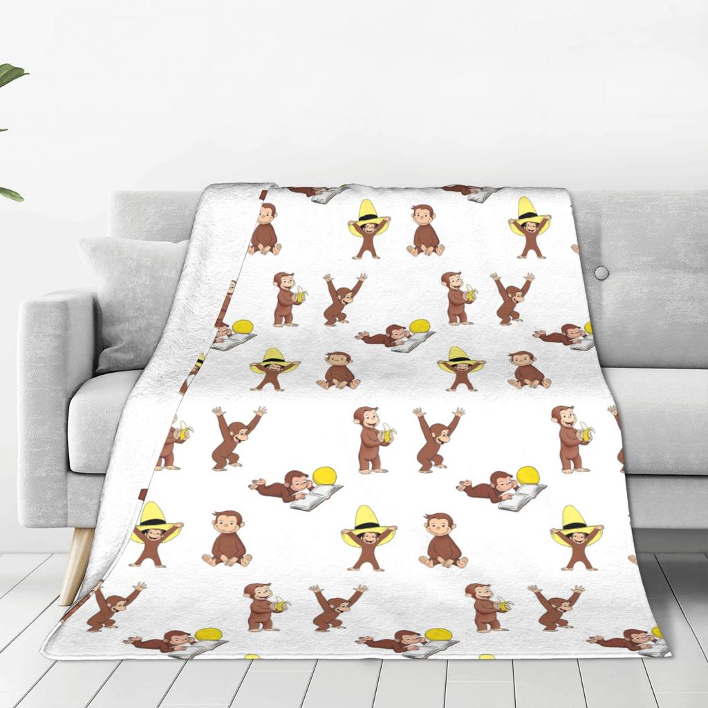 George the curious monkey cartoon for kids pack Blanket Warm Fleece Sofa Throw Blanket for Home Bedroom Office Throws Bedspread