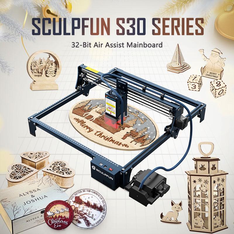 SCULPFUN S30 Pro Max 20W Grawer Laserowy Cutter, Konstrukcja z wymienną soczewką, Płyta główna M8 z asystą powietrza, Ognisko lasera 0,06x0,08mm