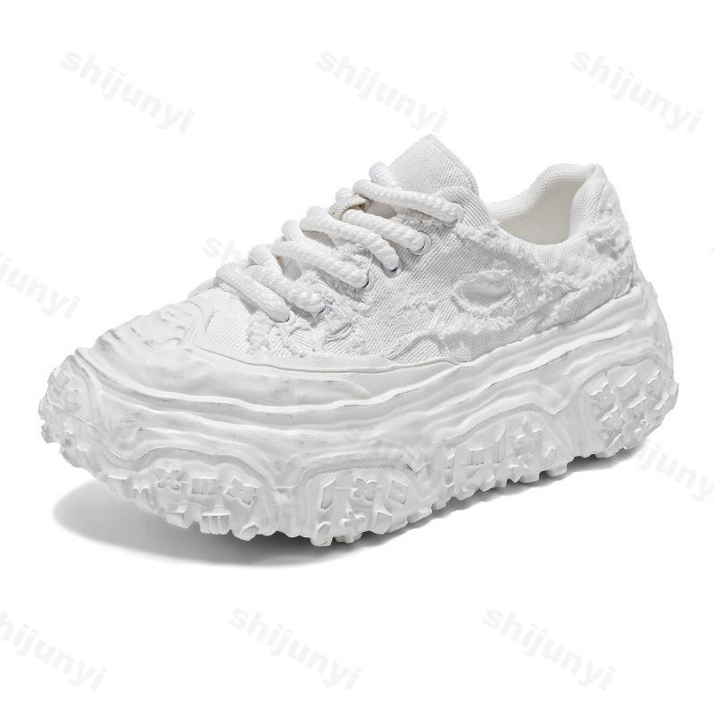 Fashion Niche Denim Patchwork Design Breathable Casual Shoes Men 2025 Spring Fashion Trend Thick Soled Shoes Comfortable Chunky sneakers