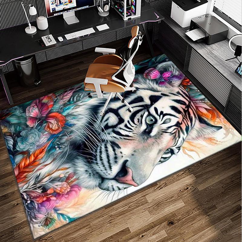 Tiger Stripes Pattern Design Office Rug Chair Mat, Entryway Carpet, Suitable for Front Door, Bedroom, Living Room, Desk, Holiday Gift