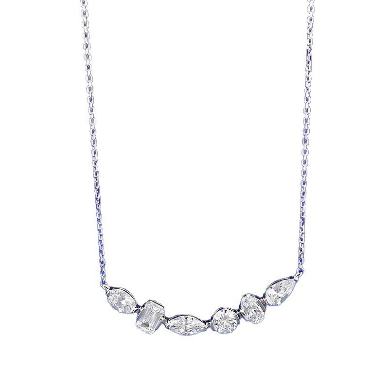 Jewelry Shaped Stone Inlaid Smile Pendant Commuter Retractable Necklace