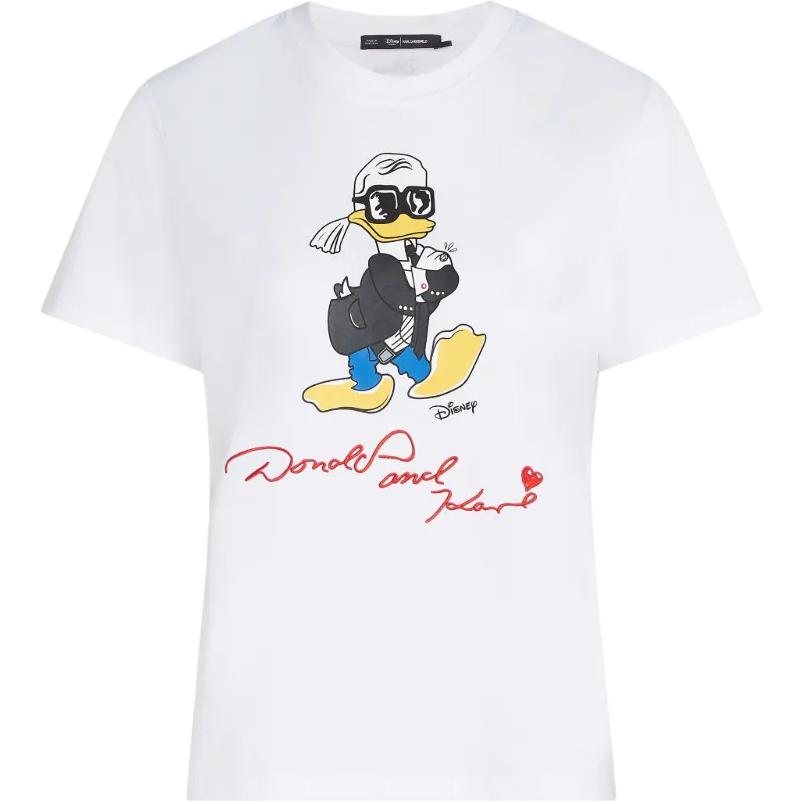Karl Lagerfeld × Disney Elegant Date Party Light Luxury Graphic Printed T-Shirt Women tops White A3W17090100