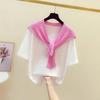 Stylish Women's Knit Shawl - 2026 Spring Celebrity Style Shoulder Wrap with Knotted Neckline Faux Collar Scarf