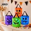 Stoff-Geschenkverpackung für Kinder Halloween Leuchtender Kürbis Süßigkeitentasche LED-beleuchtet Süßes oder Saures Eimer Wasserdichte Oxford-Eimer Wiederverwendbare Tragetasche