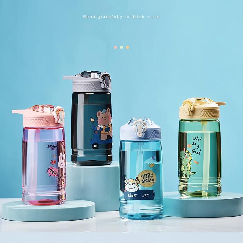 GIANXI Children Straw Cups Outdoor Activity Travel Lightweight Water Cups With Lifting Ring Leakage-proof Water Bottle Drinkware