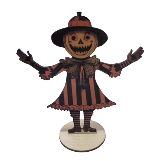 Yousheng 1/6Pcs Halloween Pumpkin Man Bunting Spooky Rustic Wooden Pumpkin Man Hanging Garland Table Sign Festival Ornament Decoration