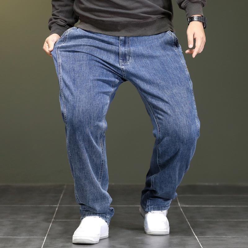 Jeans di grandi dimensioni ad alta elasticità Pantaloni larghi dritti da uomo Plus Size Jeans di nuova moda