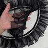New 8cm Wide Beaded Ruffle Lace DIY Black Pleated Ruffled Fabric Organza Pearl Lace Accessories Dress Skirt Collar Edge