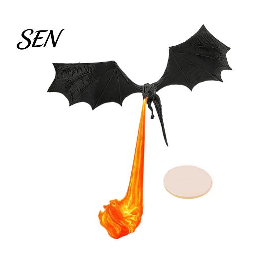 Dragon Sculpture Bookshelf Nook Light, 3D Printed Fire-Breathing Fantasy Flying Dragon, Shelf Accent Lamp Art Collectibles with LED Flame Gothic