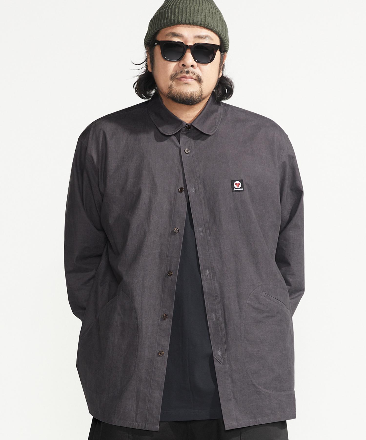 Buboom [Big Size] Side Pocket Washed Shirt Charcoal 2_Xxl(115~125)