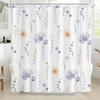 Watercolor Floral Shower Curtains Bathroom,Blue Orange Flower Shower Curtain Set,Minimalist White Bathroom Curtain with Hooks