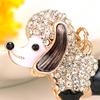 Keychain Pendant 3D Cartoon Poodle Dog Design Sparkling Rhinestones Inlaid Key Chain