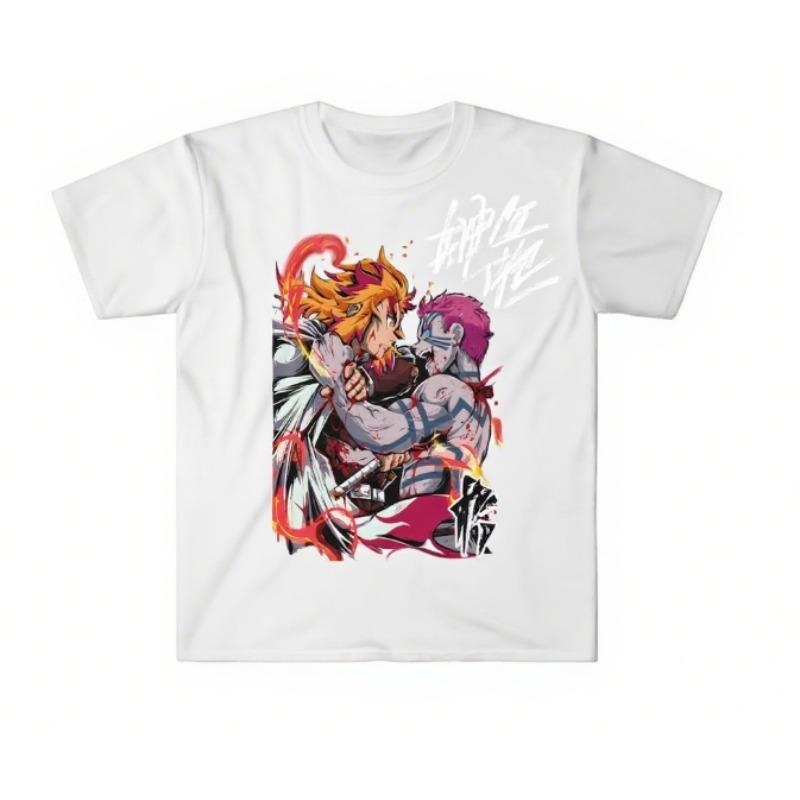 

Тренд Лето 2025 Косплей Нейтральный Ренгоку Аказа Клинок, рассекающий демонов Kimetsu No Yaiba Аниме Манга Унисекс Футболка Мягкая футболка Харадзюку 4XL