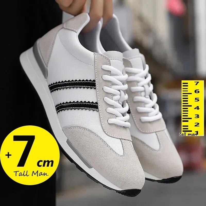 Mode Atmungsaktive Herren Schuhe mit Höhenerhöhung Elevator Sneaker Einlegesohle 7cm weiß schwarz Schuhe für größere Männer Freizeitschuhe Sport Luxus