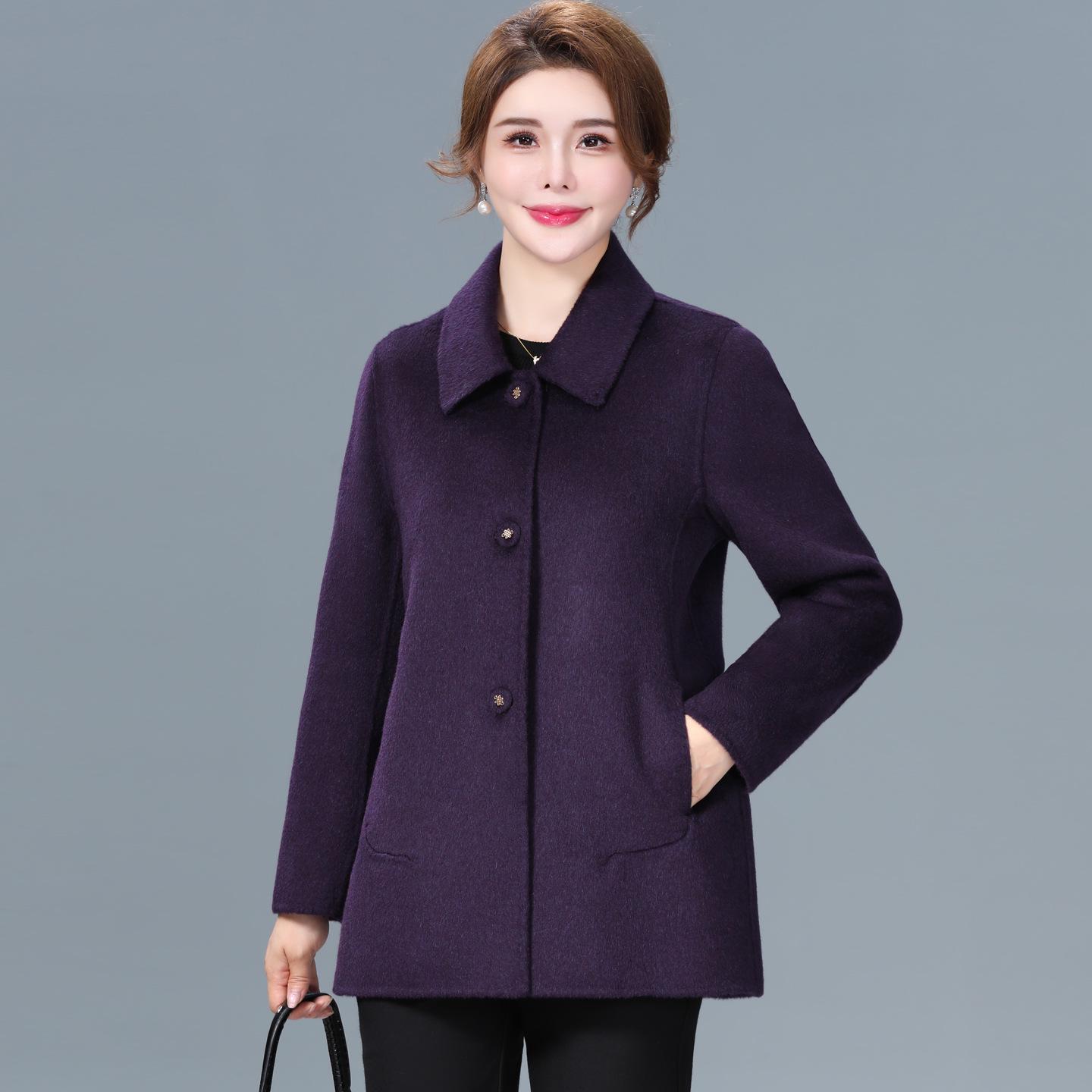 

Новое двустороннее короткое пальто из шерстяной смеси 2025 года для женщин - Петит, Стиль высокого класса для осени/зимы для матерей среднего возраста 5XL (150-165 jin)