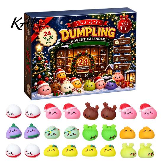 Christmas Party Supplies for Students 2026 Dumplings Advent Calendar with 24 Mini Bun Squeeze Collectible Toys Boys Girls Toys, Festive Countdown Box,