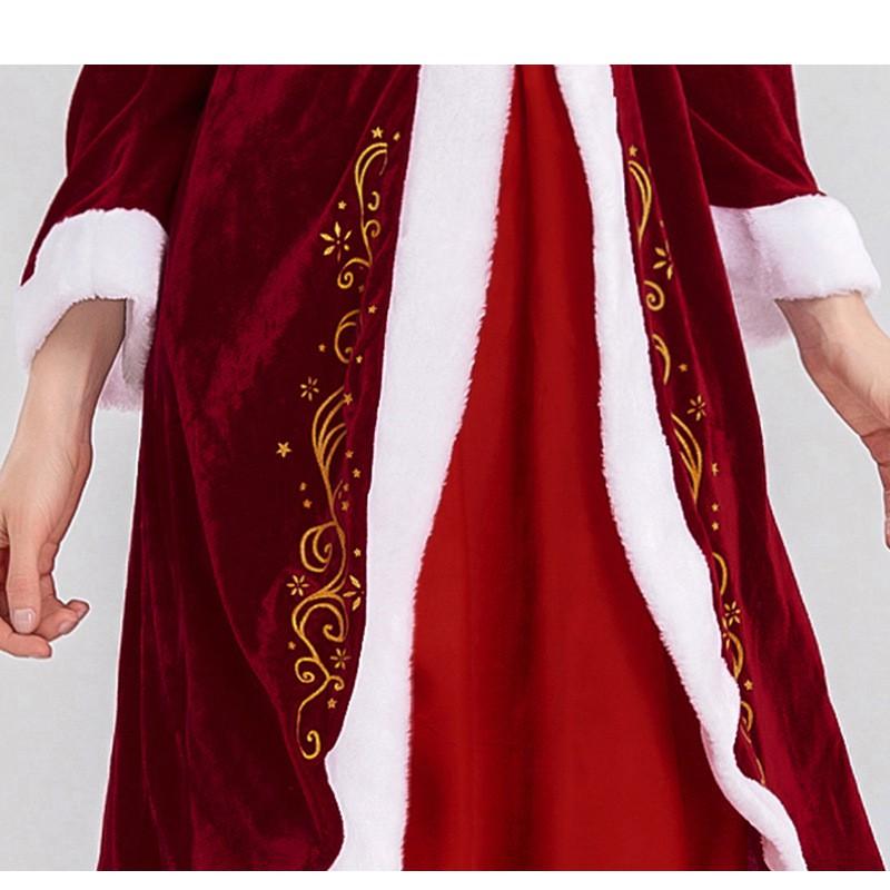 Christmas Costume Adult Cosplay Dress Set Stage Performance Outfit Knit Fabric