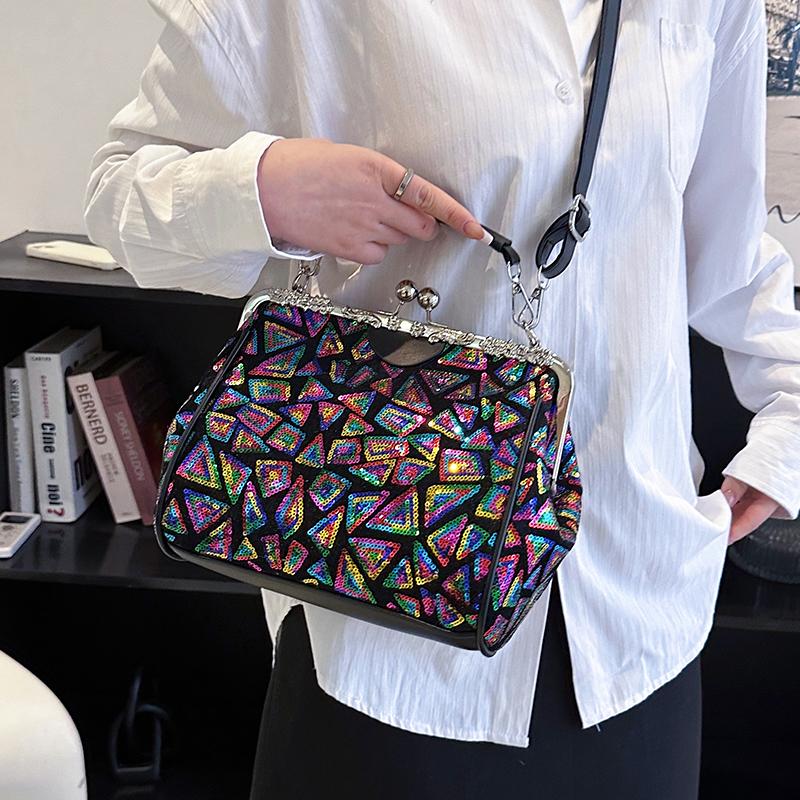 Romantic Wedding Clutch Bag Sparkling Ladies Evening Bag Large Capacity Sequin Design Crossbody Bag Clip-Tatchel Tote Hand Bag