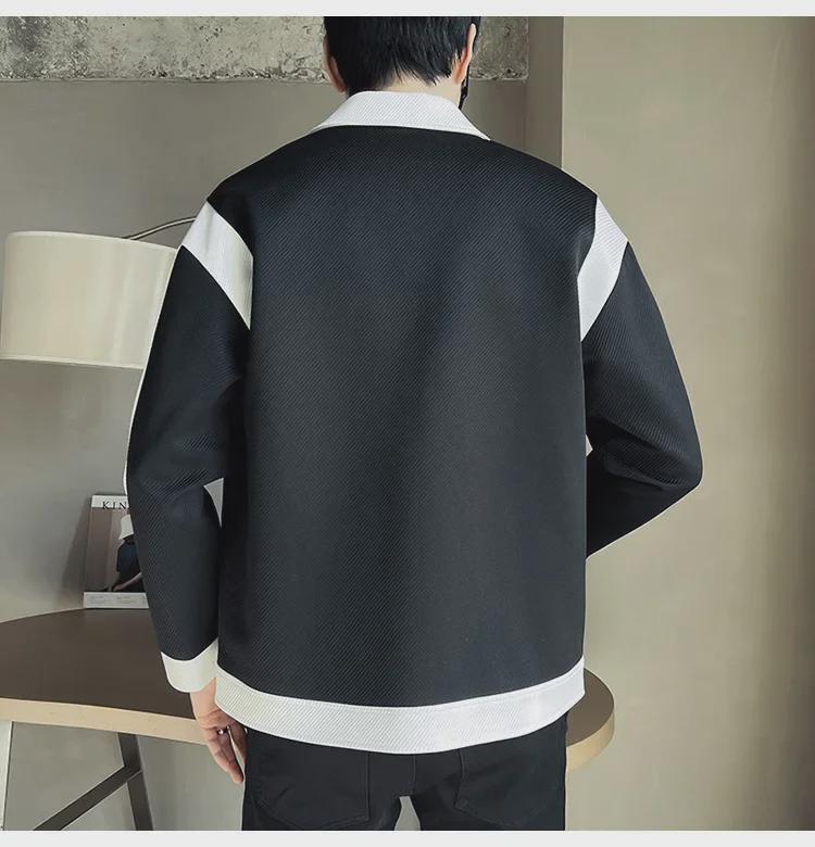Men's 2023 Spring Korean Casual Trend Lapel Jacket - Stylish Color Block Fashion Top