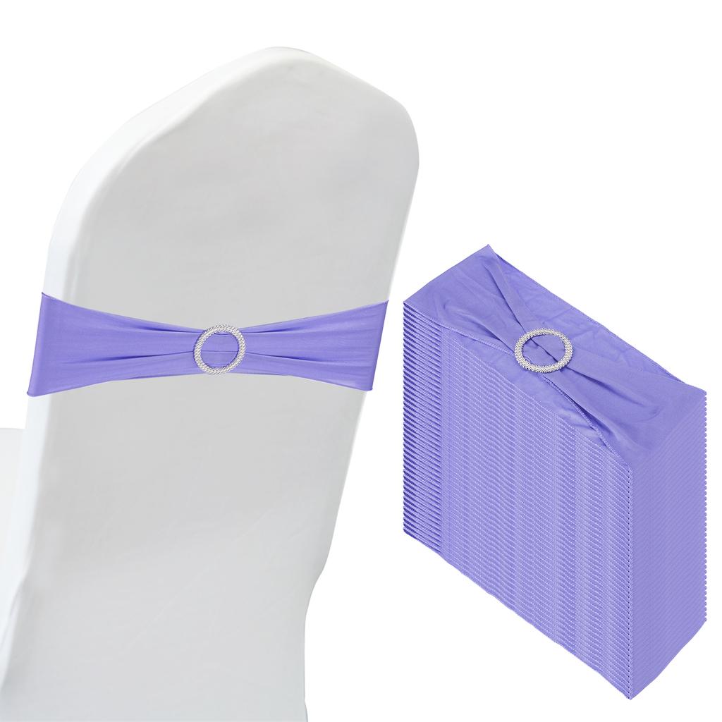 50pcs Stretch Chair Sashes Bows Elastic Chair Bands Sashes with Buckle Slider for Wedding Banquet Decorations 14"x5"