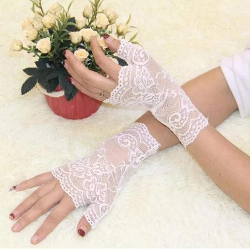 1 Paar Neue Damen Halbfingerhandschuhe Damen Anti-UV Spitzenhandschuhe Weibliche Fahrhandschuhe