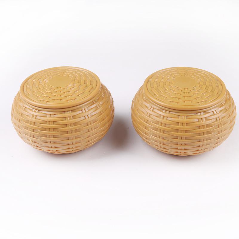 

2Pcs International Go Can Simulation Grass Woven Chess Box Black White Chess Piece Storage Jar Practice Competition Beginner Dry