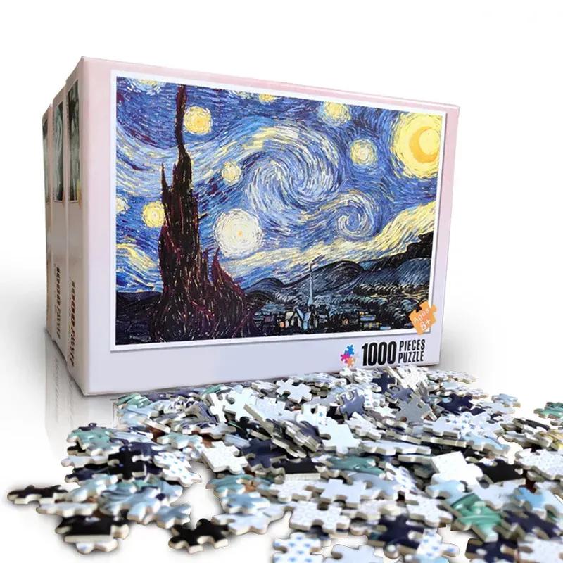 Direct Factory Supply High Quality 1000 Pieces White Card 380x260 Van Gogh Puzzle Jigsaw Custom-Printed World Famous Painting