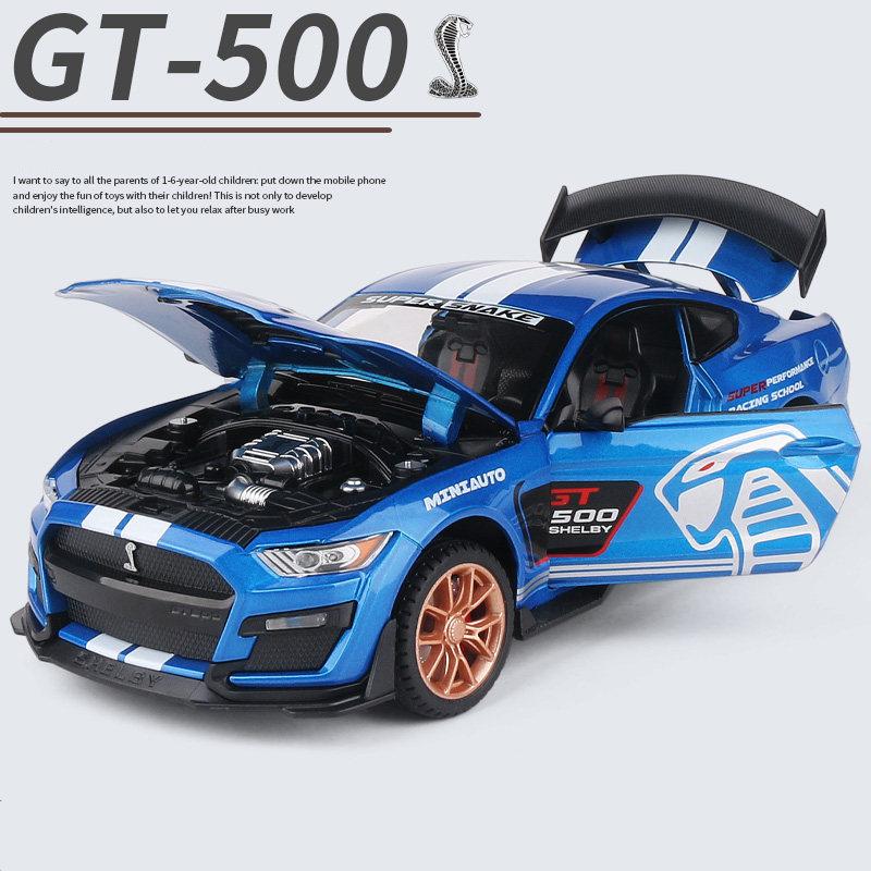GDKO9 1:24 Ford Mustang Shelby GT500 Alloy Sports Car Diecasts Metal Toy Car Model Simulation Sound Light Collection Kids Gifts A414