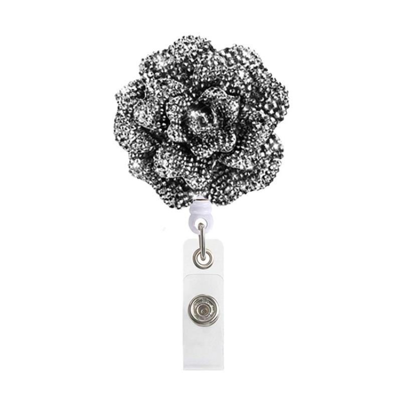 Resin Shiny Flowers Retractable Easy-to-pull Buckle Rotating Easy-to-pull Certificate Buckle Nurse Scroll Badge