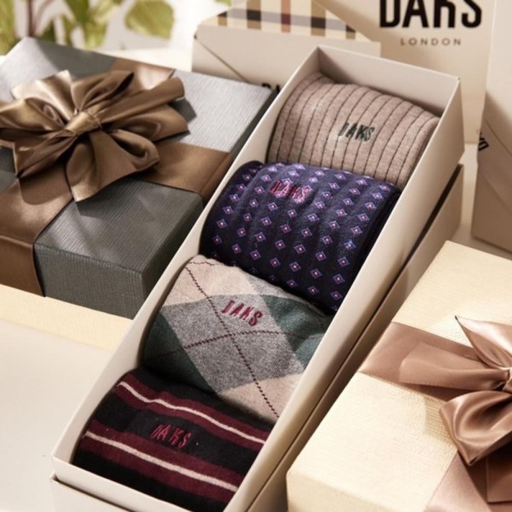 Daks Cotton Blend Mixed Pattern Crew Socks 4 Set [dbss4f541bk] Single option