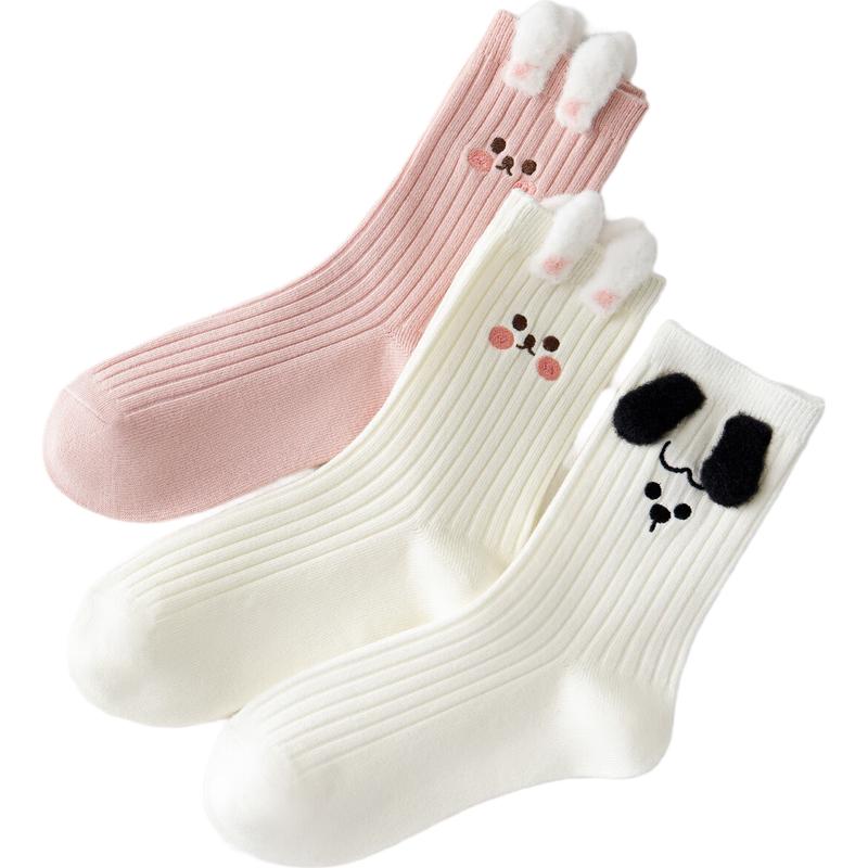 Jingdong Crafted Women s 3D Animal Mid-Calf Socks 22-24CM