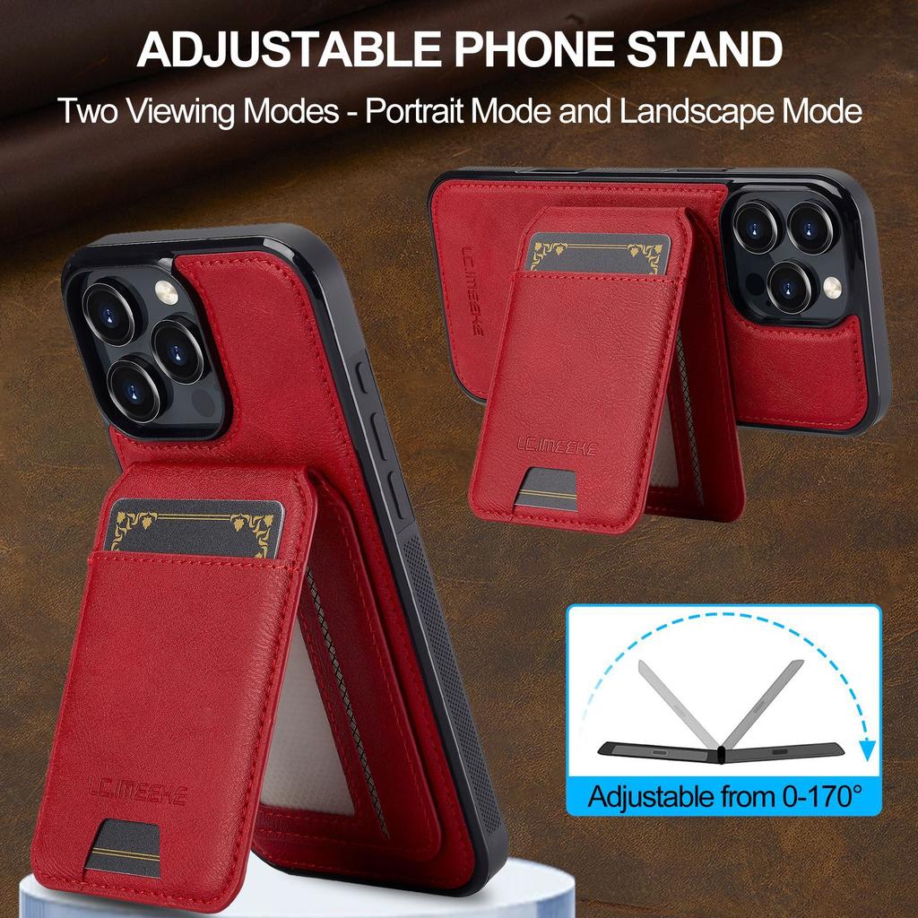 Compatible with iPhone 16 Pro magnetic card holder leather case, 15 Plus protective case, 14 Max, Apple 17 detachable phone case