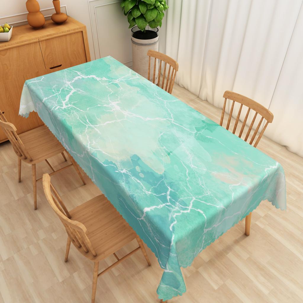 Ocean Blue Tablecloth Seashell Starfish Wave Beach Print Waterproof Table Cover For Kitchen Decoration Birthday Party Tablecloth