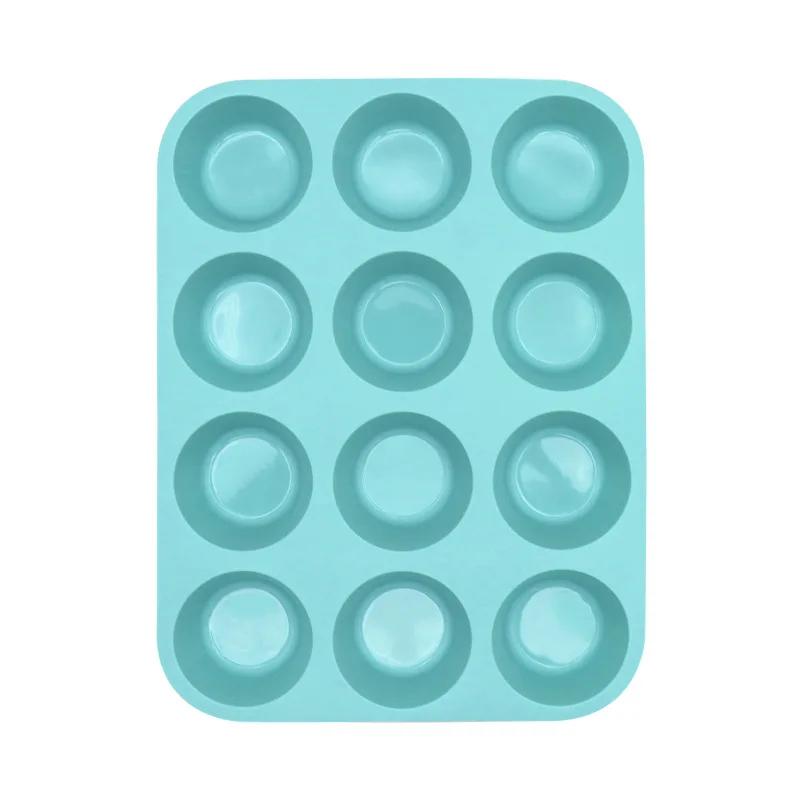 Silicone Muffin Pan 12 Cups Cupcake Tray Non-Stick Silicone Baking Molds For Making Muffin Cakes Cupcake Chocolate Bread Tart