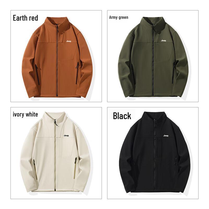 Jeep Men's Windproof Stand Collar Soft Shell Jacket