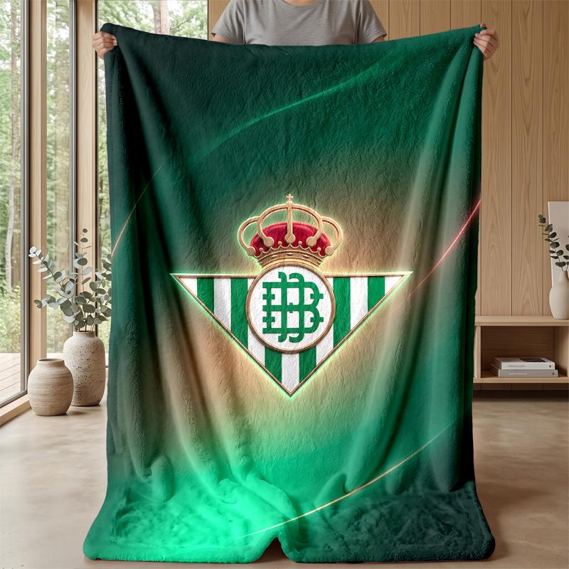 Real Betis Football Print Flannel Blanket, Soft Warm Lightweight Throw Blanket for Sofa Bed Camping