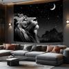Boziqr Cool Lion Wall Hanging, Space Stars Moon Wall Art for Men, Aesthetic Black Wall Hanging for Bedroom, Living Room,
