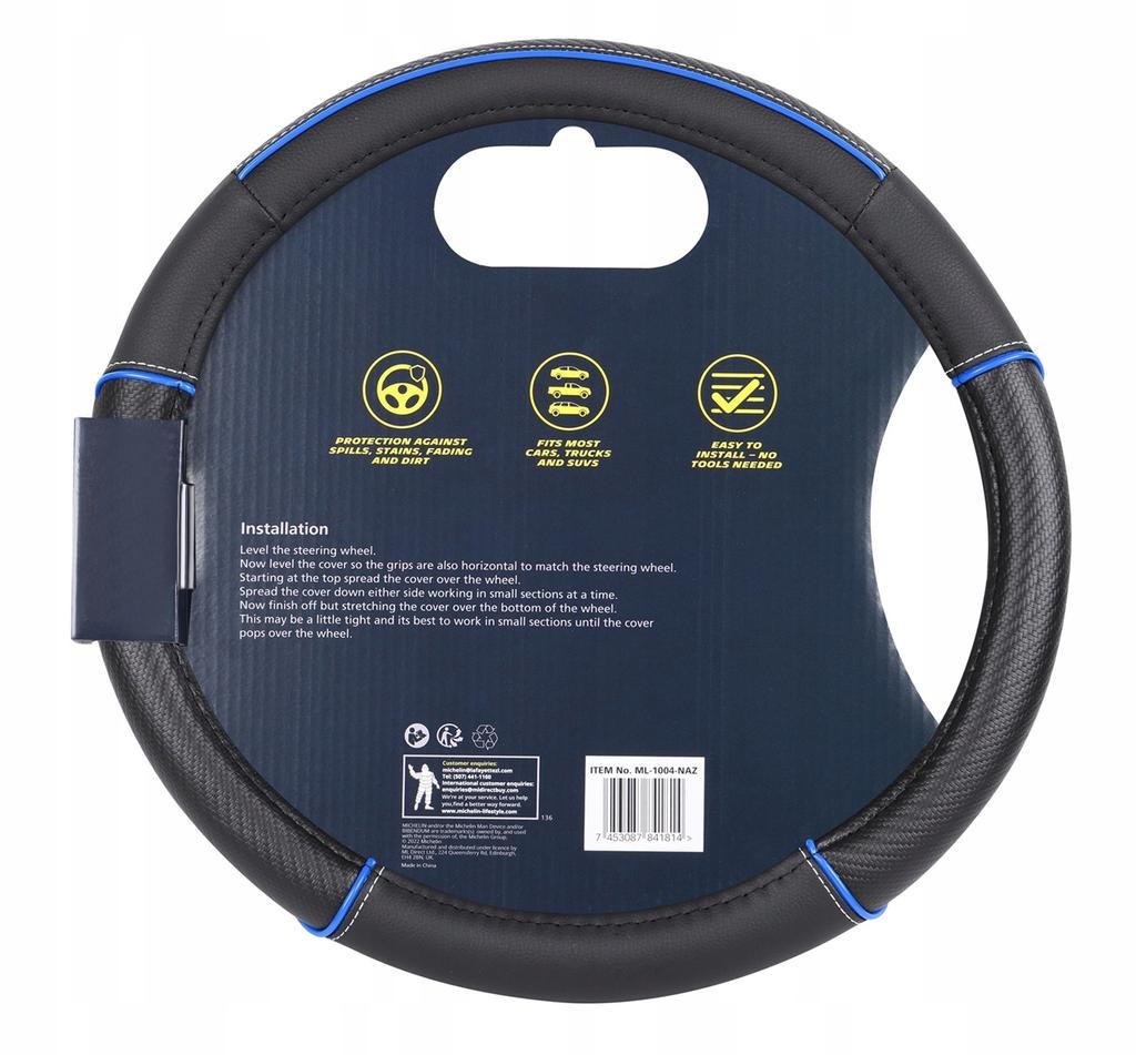 Michelin Lenkradbezug Schwarz/Blau M 36,8-39,4cm Für Auto