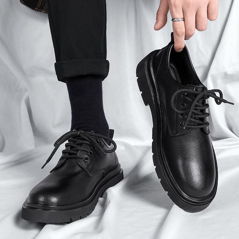 

Черные кожаные броги на платформе с круглым носком для мужчин по акционной низкой цене, классические оригинальные дизайнерские, ретро, новая мужская повседневная обувь 44