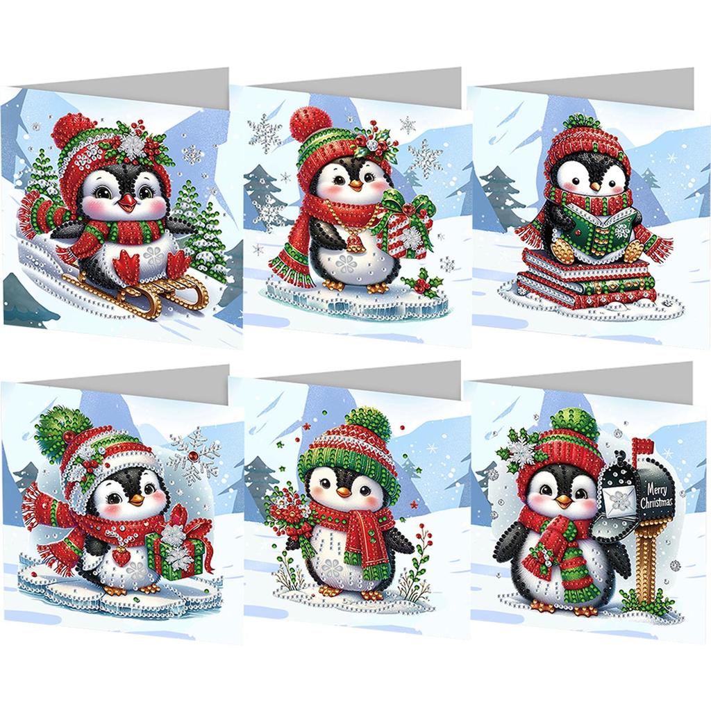 4-12PCS 5D Rhinestone Arts Greetings Birthday Card Handmade Diamond Painting Christmas Festival Card Thank You Card For Family A