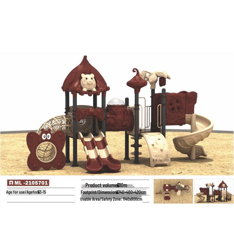 Indoor and Outdoor Playground Swing Set with Slide and Climbing Features for Kindergarten