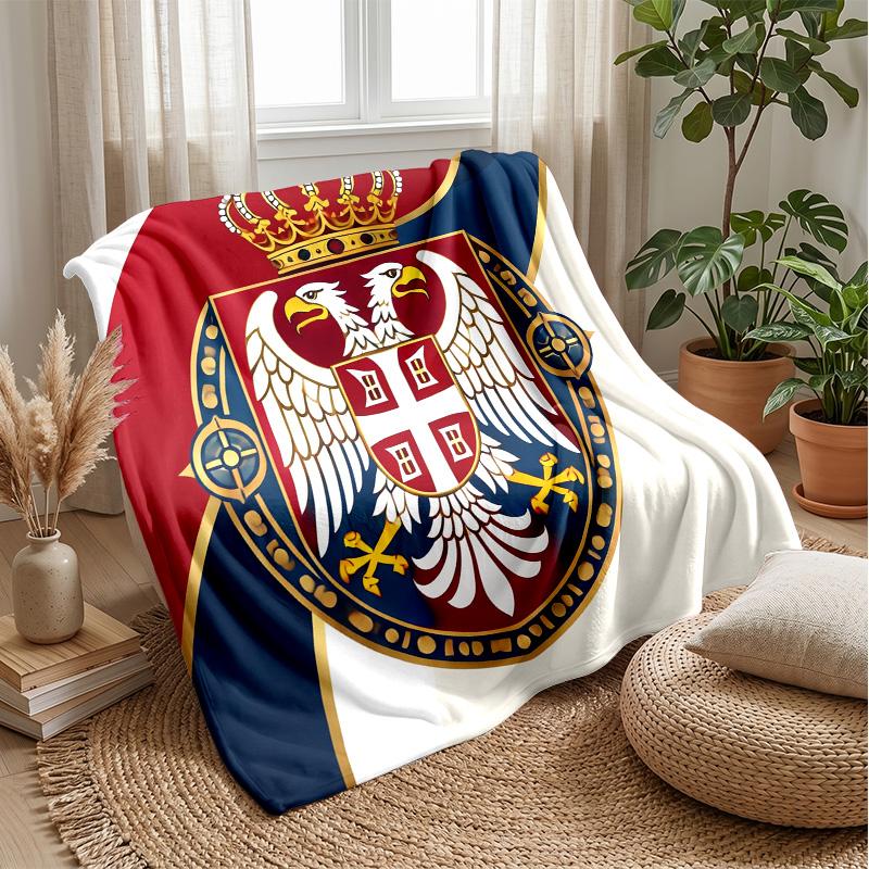 Serbien bedruckte Flanelldecke Hautfreundlich Warm Dekorativer Überwurf für Innen Couch Bett Tägliche Nutzung
