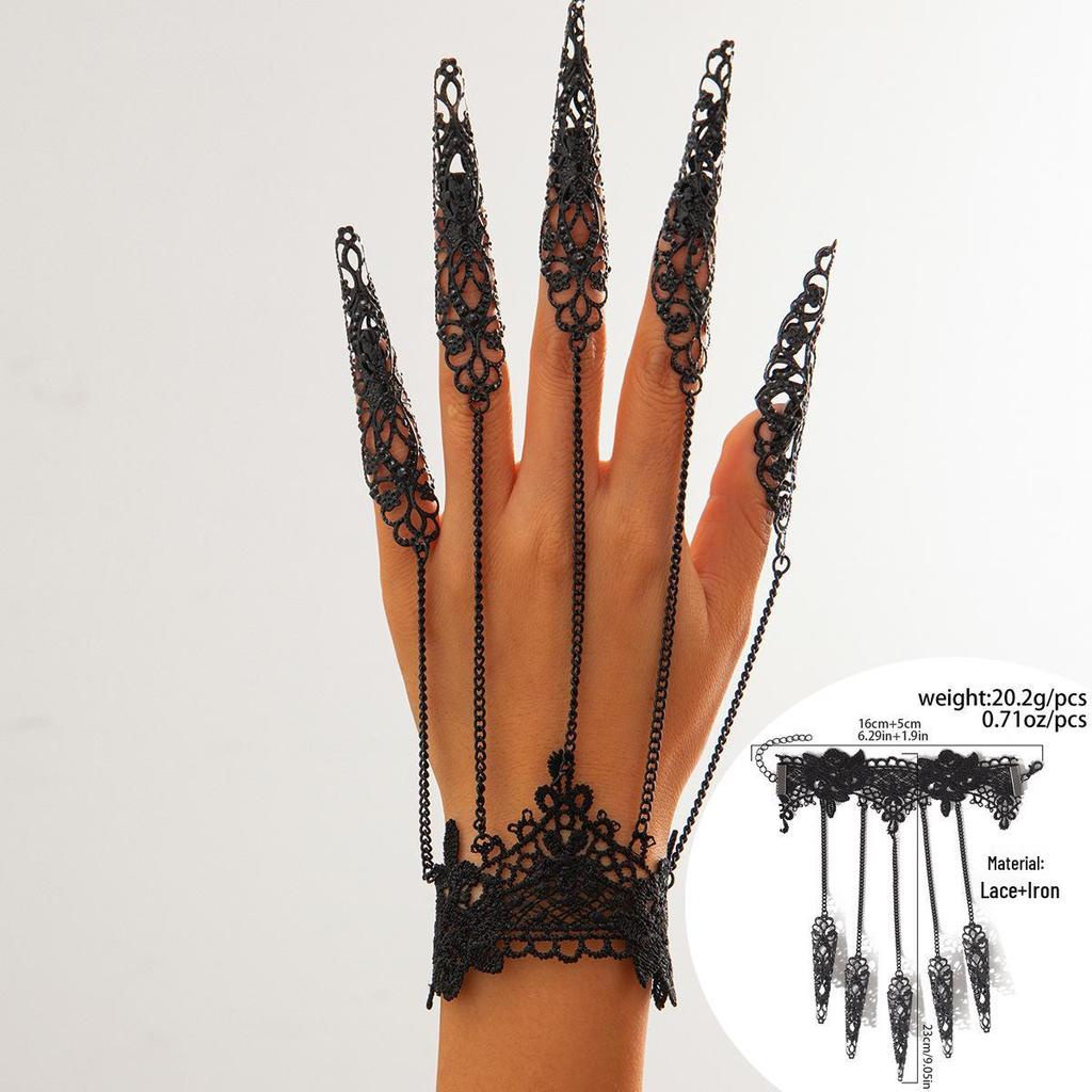 European & American Gothic Ghost Finger Nail Ring Bracelet