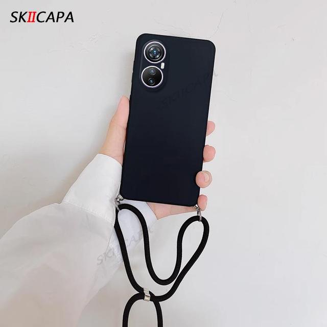 Custodia Con Cordino E Catena Per Xiaomi Redmi Note 13 Pro 4G – Cover Trasparente Anticaduta + 2 Cordoncini (Nero E Verde)