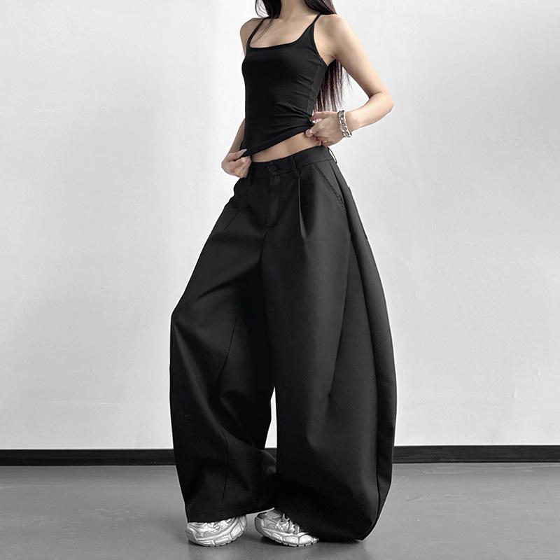 2026 Spring Women s Versatile Grey Wide-Leg Casual Sports Trousers Large