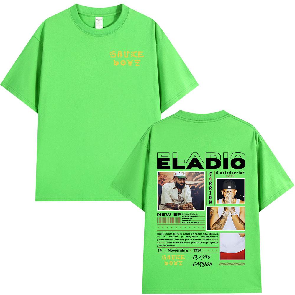 Eladio Carrion Sauce Boyz Album Graphic T-shirts Mens Women Clothing Fashion Hip Hop T Shirts Casual Cotton Short Sleeve T-shirt