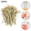 100pcs Barbeque Kitchen & Bar Party Decoration Fruit Forks Cocktail Picks Bamboo Knot Skewers Stick
