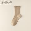 Barron Bubble Summer Cotton Lace Mid-Calf Socks with Wood Ear Edge - Japanese Sweet Style