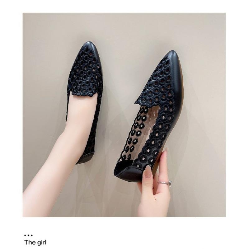 Retro Hollow Pointed Head Low Heel Fashion Casual One Foot Stirrups