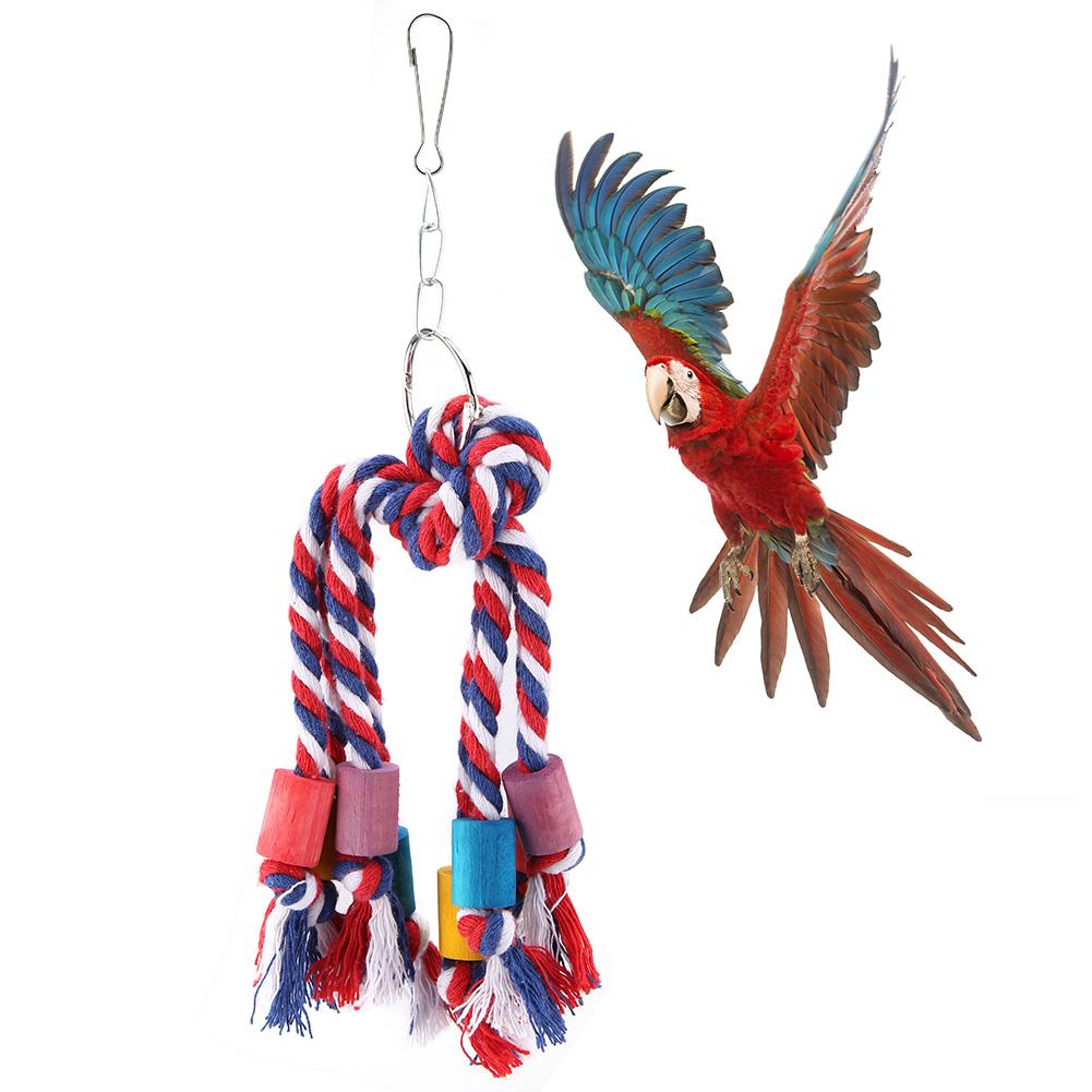 

Colorful Pet Bird Parrot Chew Toy Hanging Climbing Cotton Rope